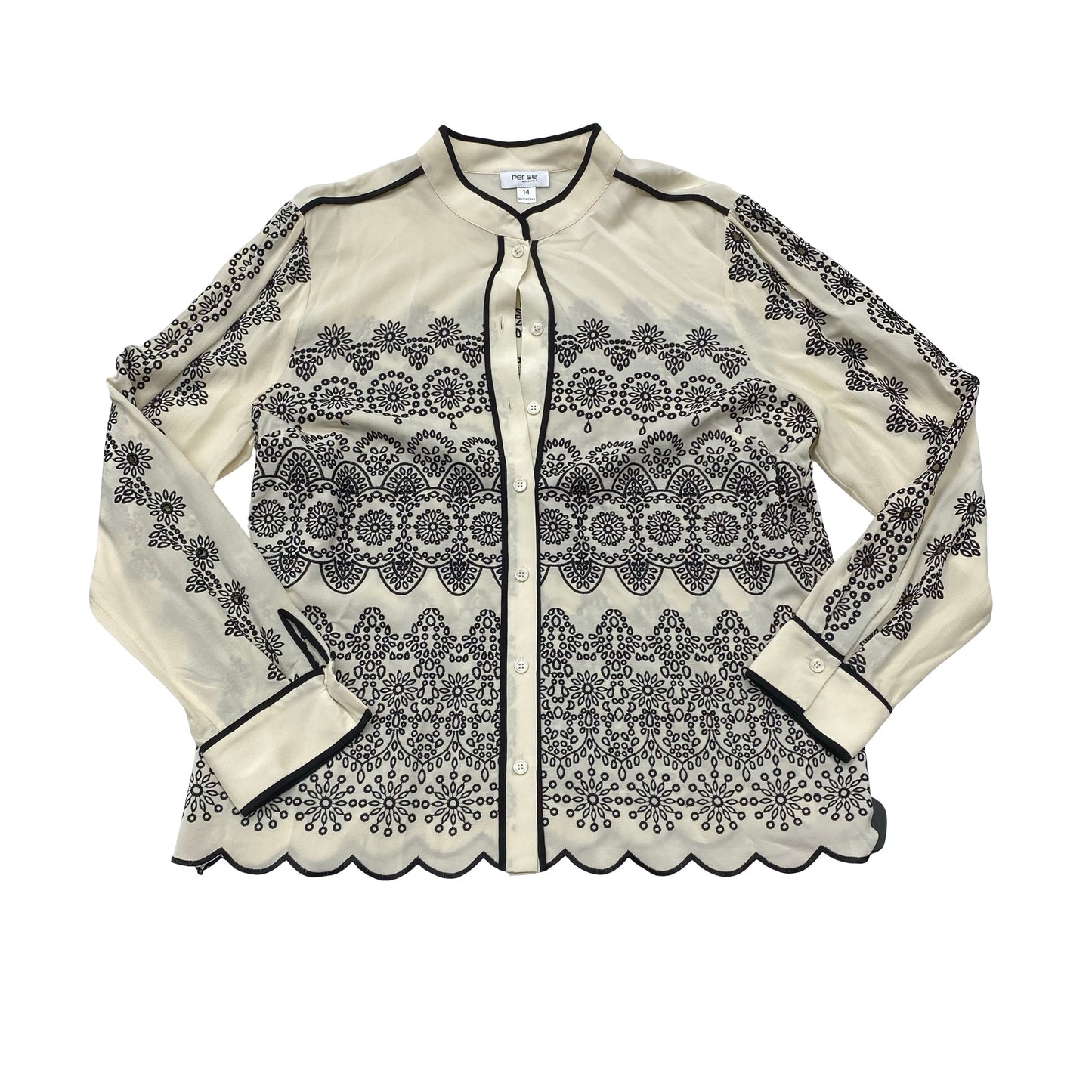 Top Ls By Per Se In Black & Cream, Size:L