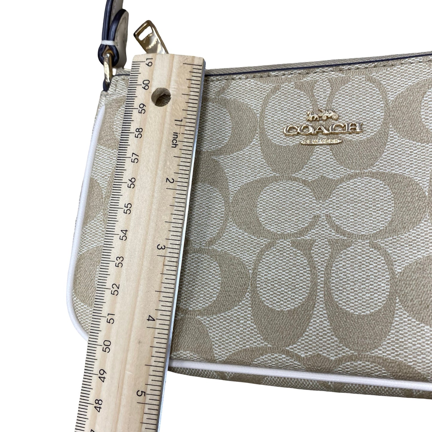 Handbag Designer By Coach In Cream & White, Size:Small