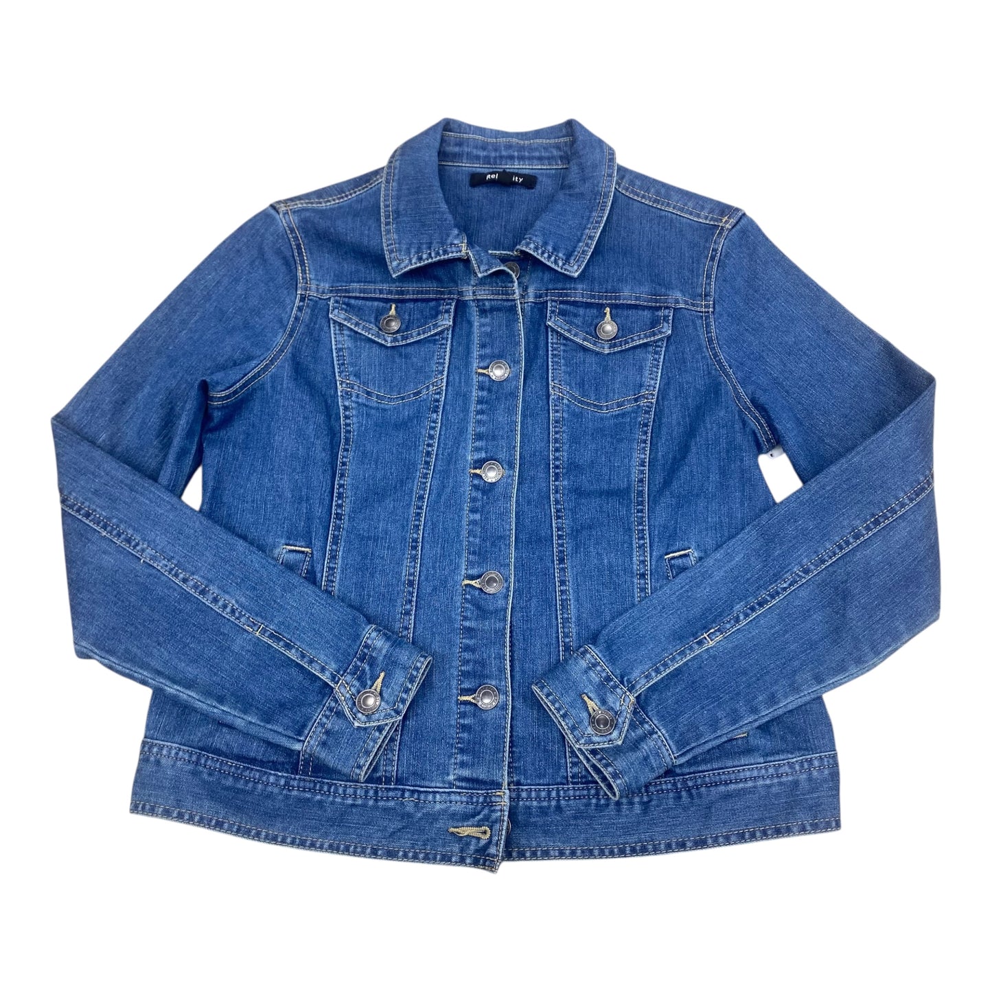 Jacket Denim By Relativity In Blue Denim, Size:M