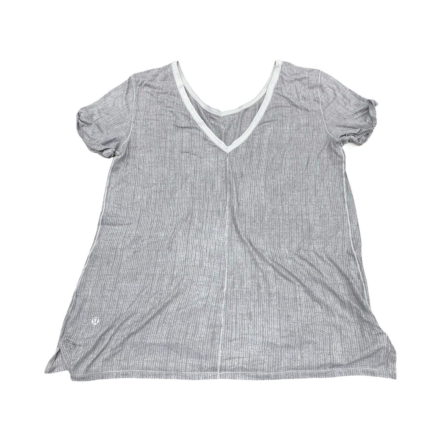 Athletic Top Ss By Lululemon In Grey, Size:L