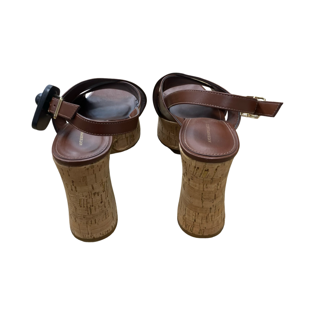Shoes Heels Block By Anthropologie In Brown, Size:10.5