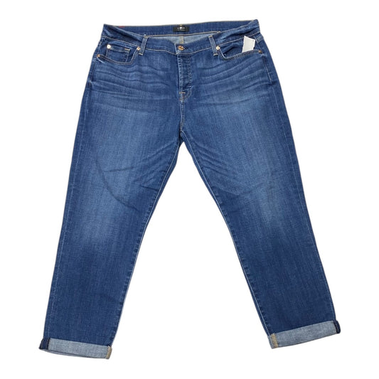 Jeans Straight By 7 For All Mankind In Blue Denim, Size:14