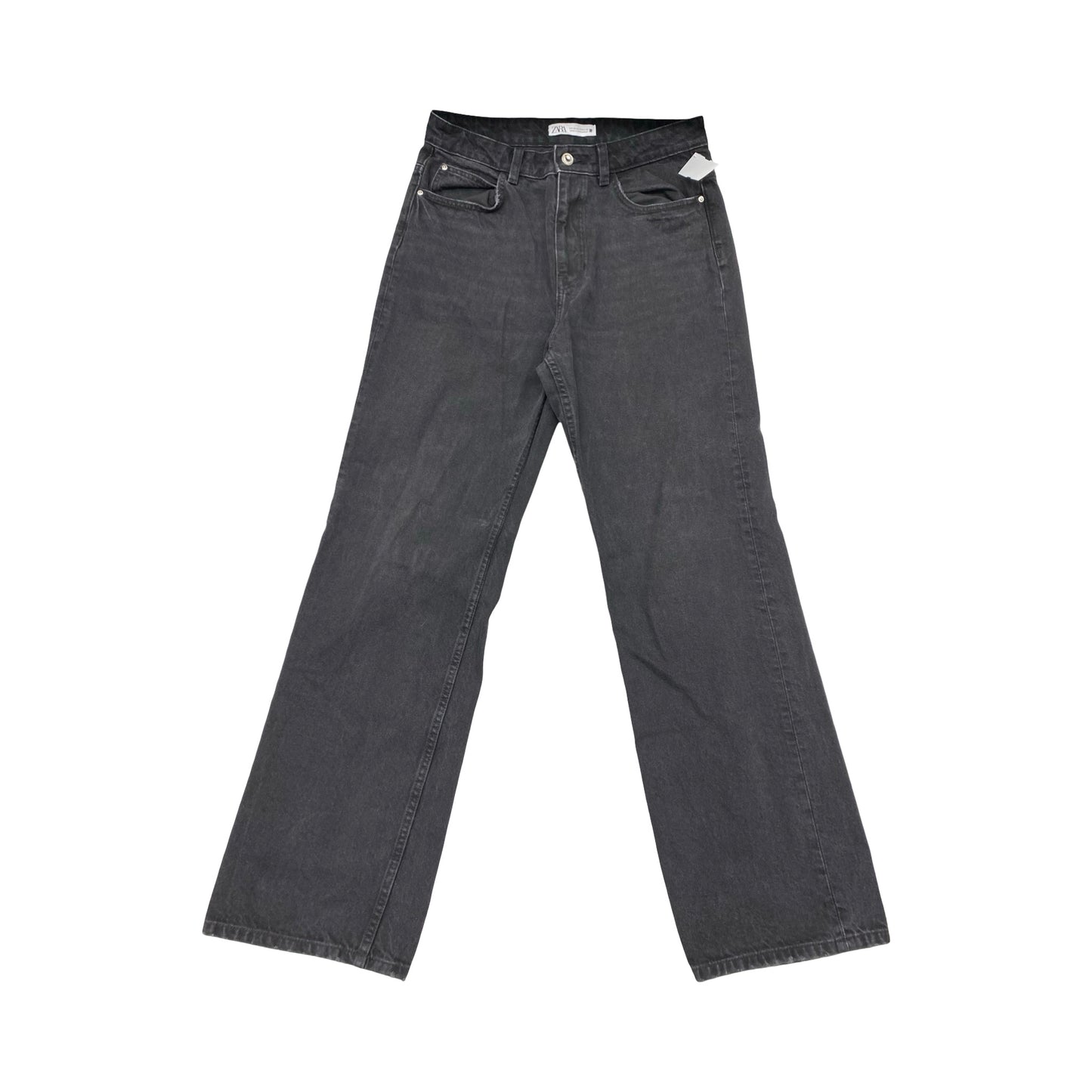 Jeans Wide Leg By Zara In Black Denim, Size:8