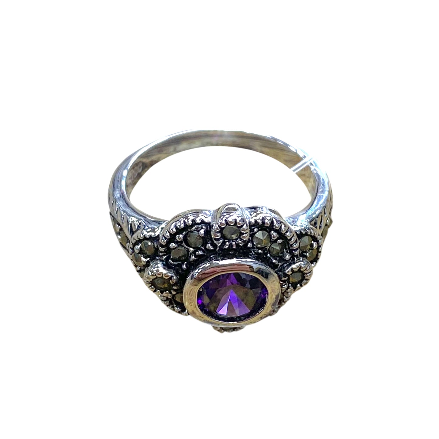 Ring Statement By Cmc In Purple & Silver, Size:8