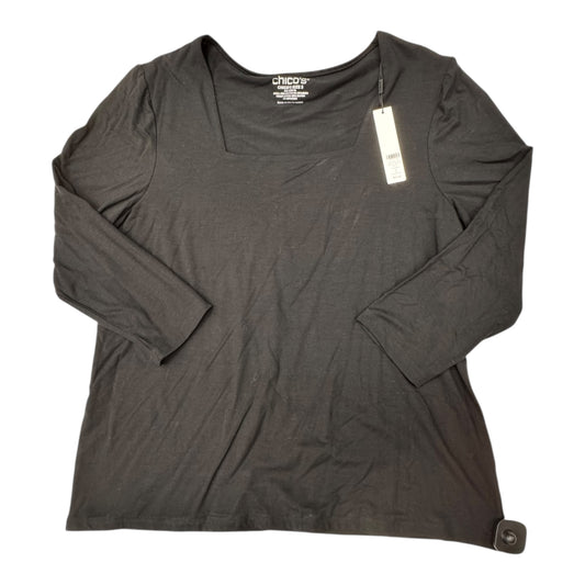 Top 3/4 Sleeve By Chicos In Black, Size:Xl