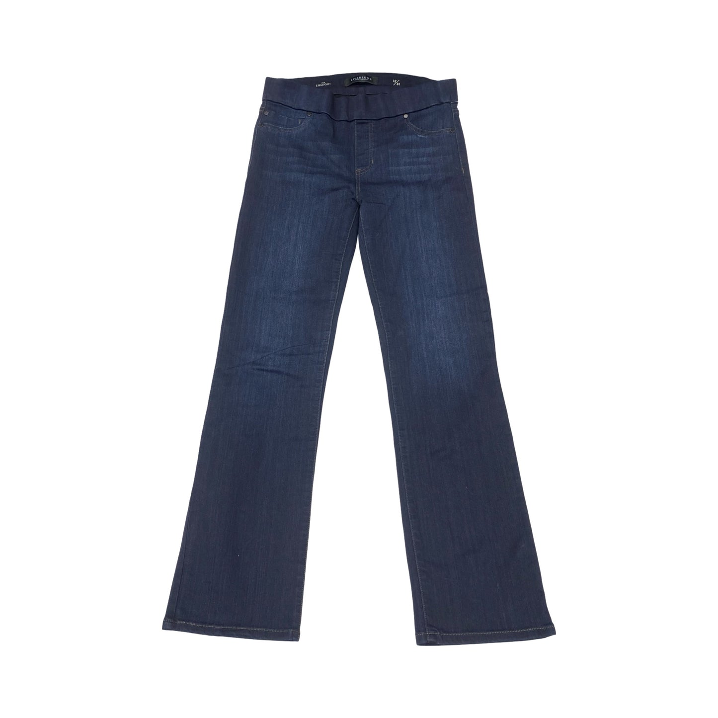 Jeans Straight By Liverpool In Blue Denim, Size:12
