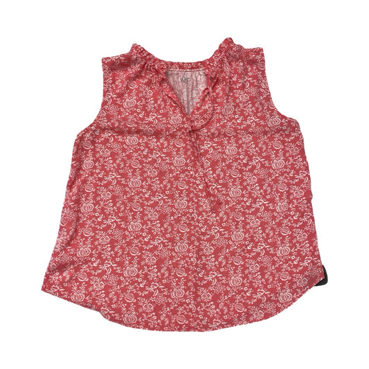 Top Sleeveless By Loft In Pink & White, Size:L