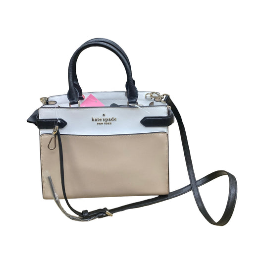 Handbag Designer By Kate Spade In Tan & White, Size:Medium