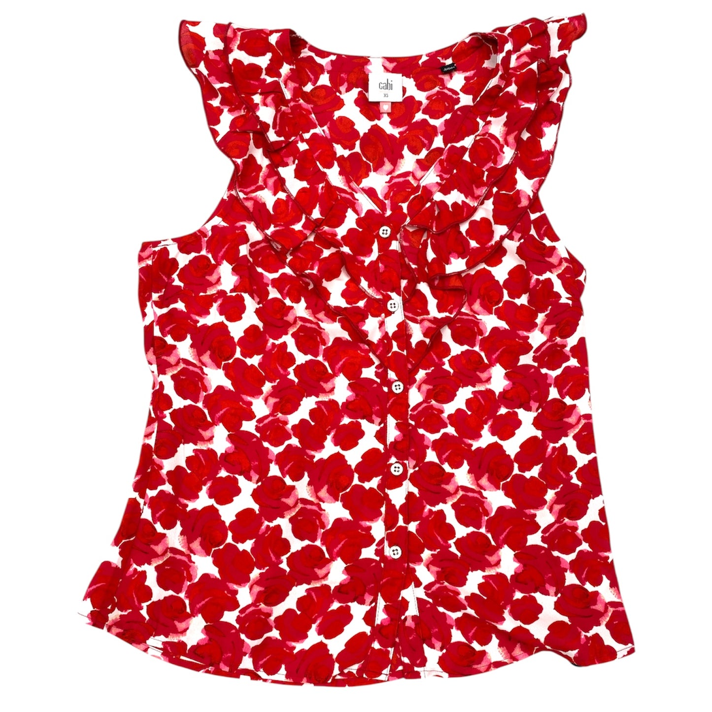 Top Sleeveless By Cabi In Red & White, Size:Xs