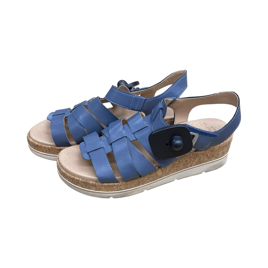 Sandals Heels Platform By Dr Scholls In Blue, Size:7.5