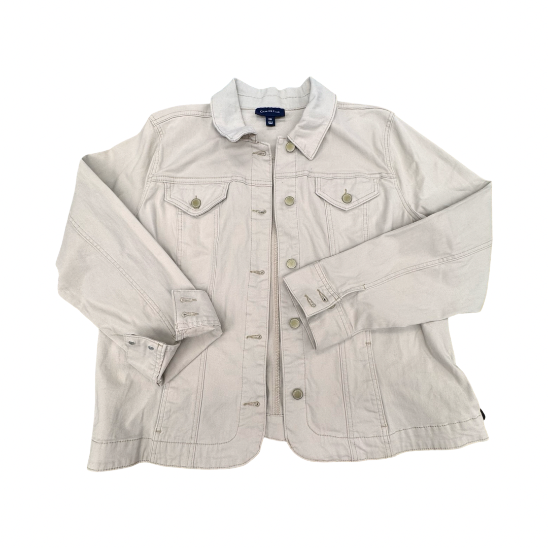 Jacket Denim By Charter Club In Beige, Size:Xxl