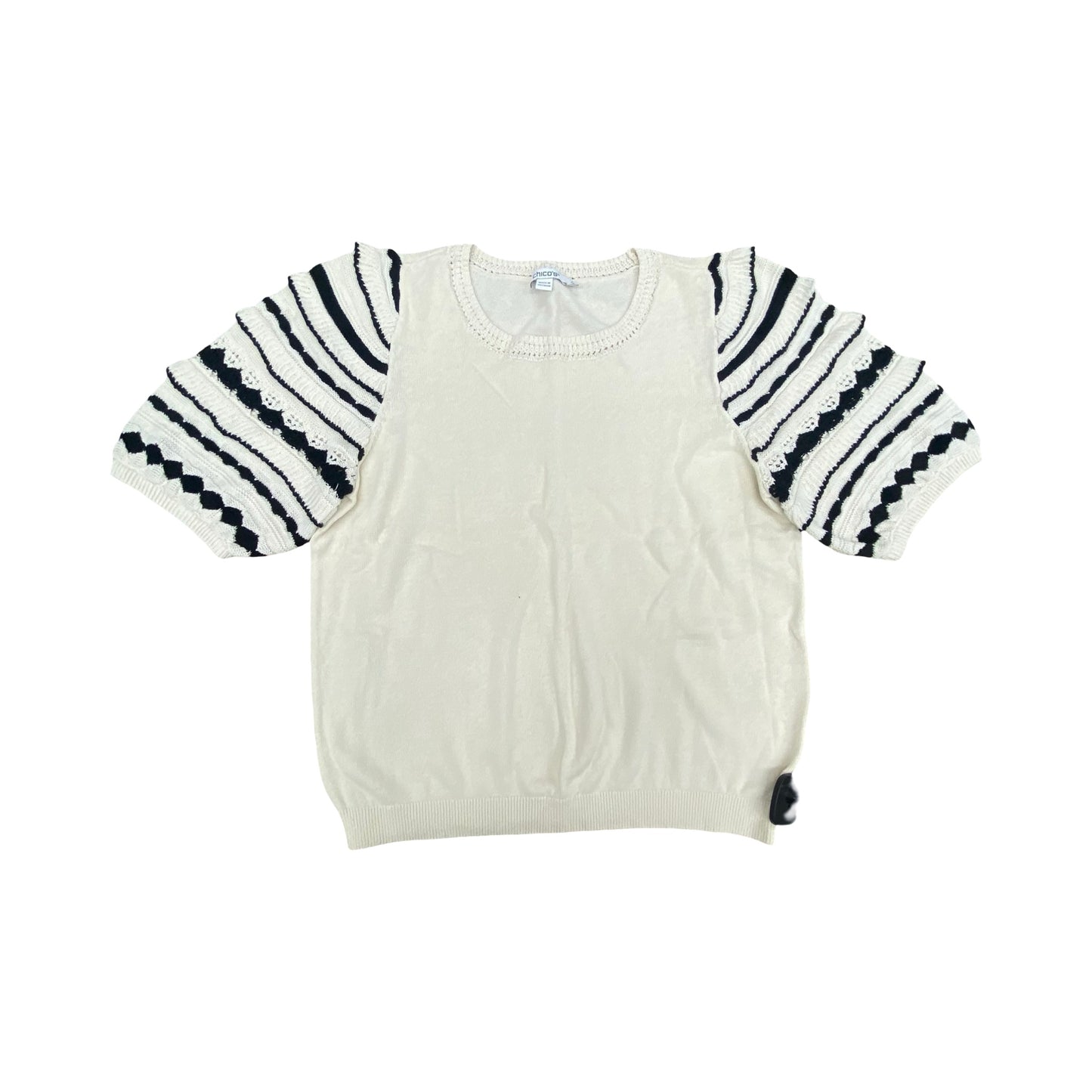 Sweater Ss By Chicos In Black & Cream, Size:M