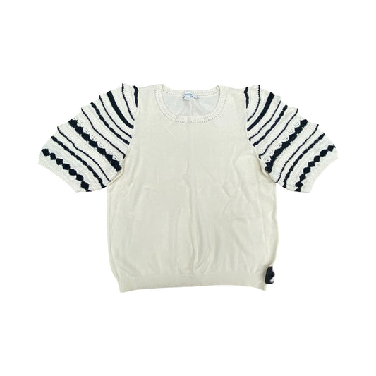 Sweater Ss By Chicos In Black & Cream, Size:M