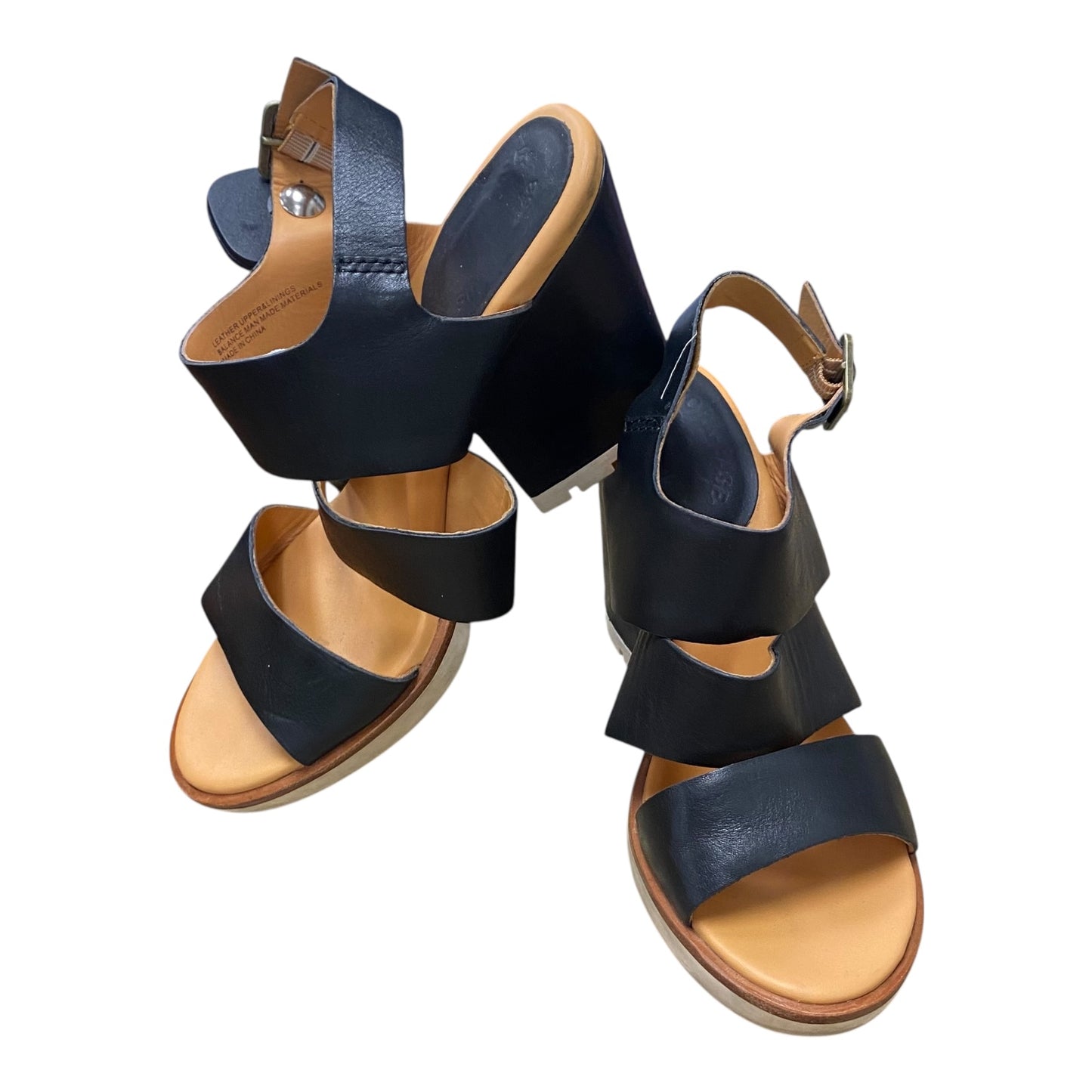 Shoes Heels Block By Kork Ease In Black & Brown, Size:10