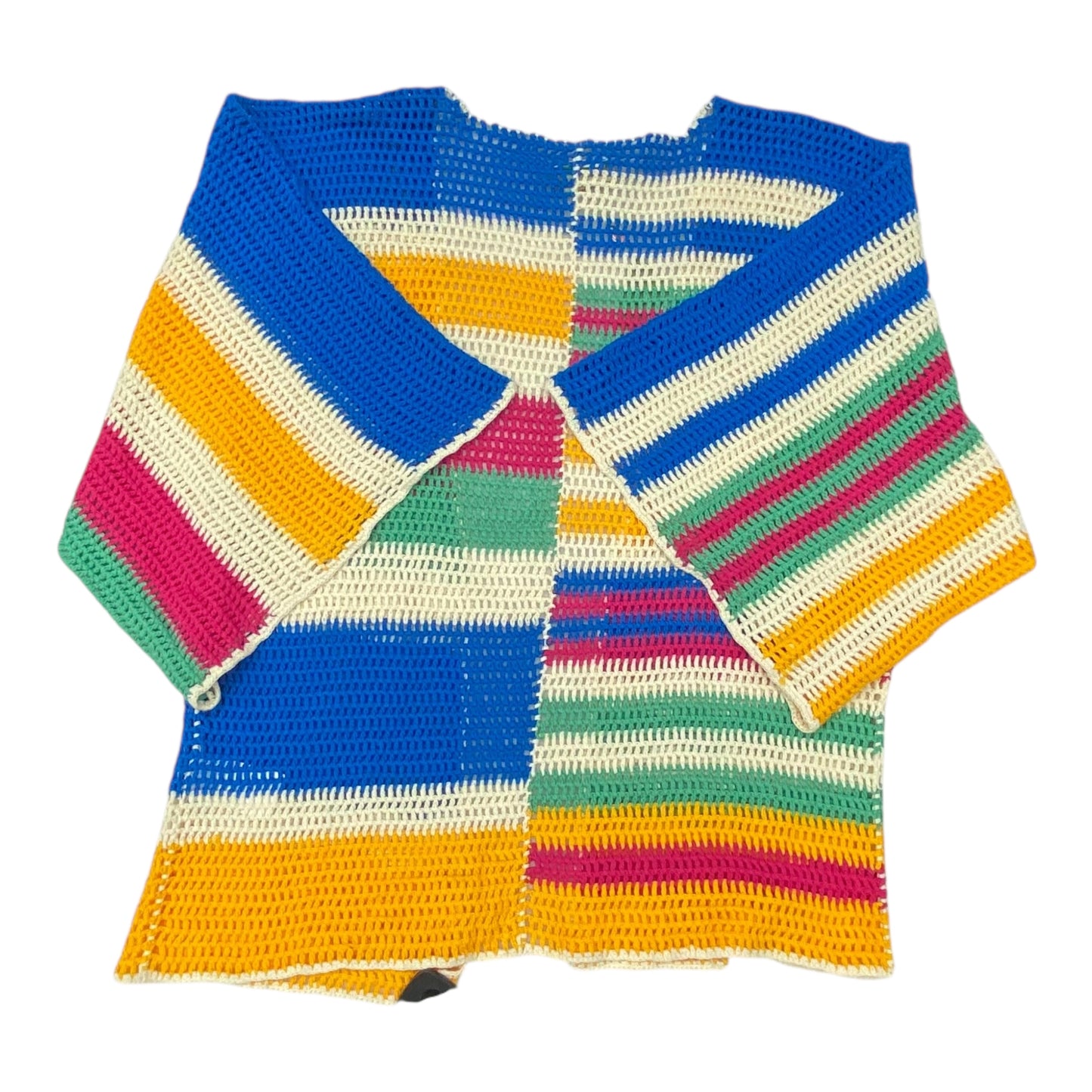 Sweater Cardigan Designer By Farm Rio In Striped Pattern, Size:S