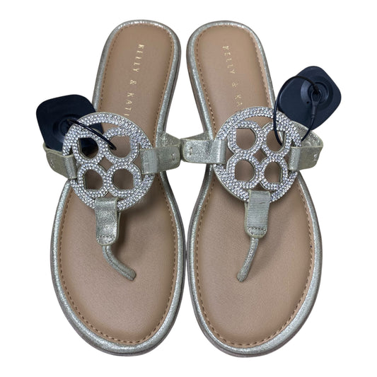 Sandals Flats By Kelly And Katie In Gold, Size:7.5