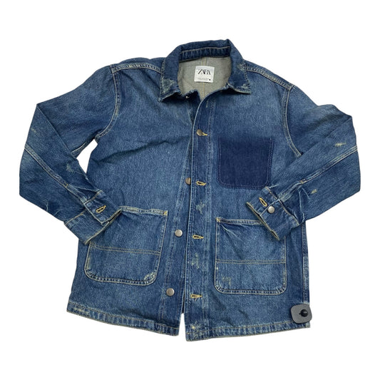 Jacket Denim By Zara In Blue Denim, Size:Xs