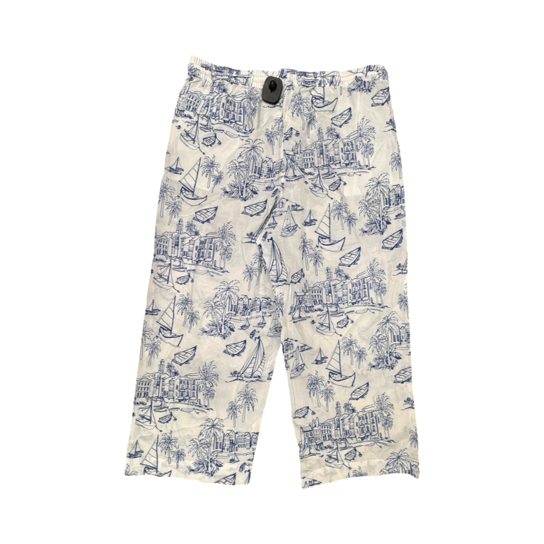 Pants Cropped By Cynthia Rowley In Blue & White, Size:Xl