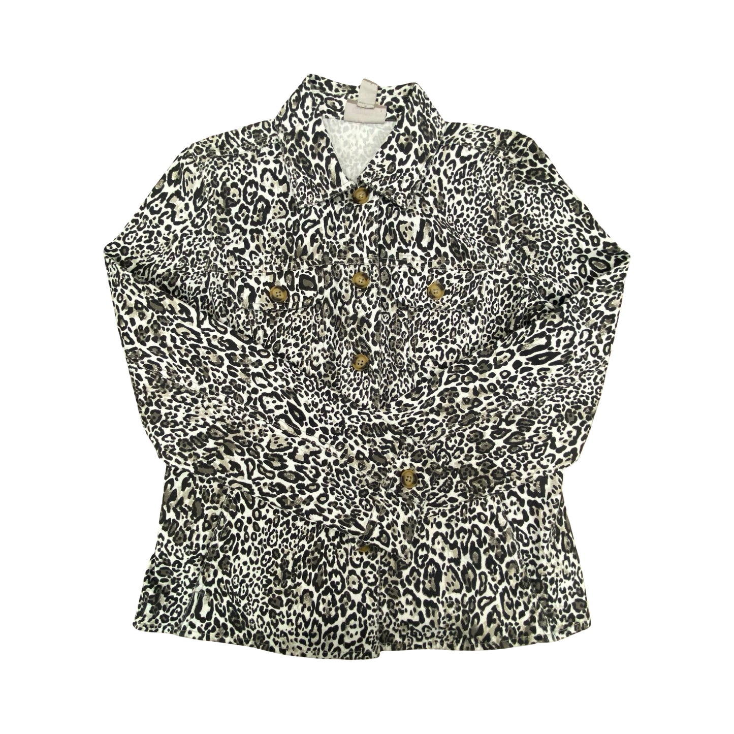 Jacket Denim By Chicos In Animal Print, Size:S