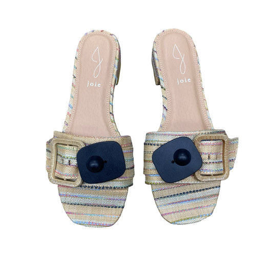 Sandals Heels Block By Joie In Striped Pattern, Size:7.5