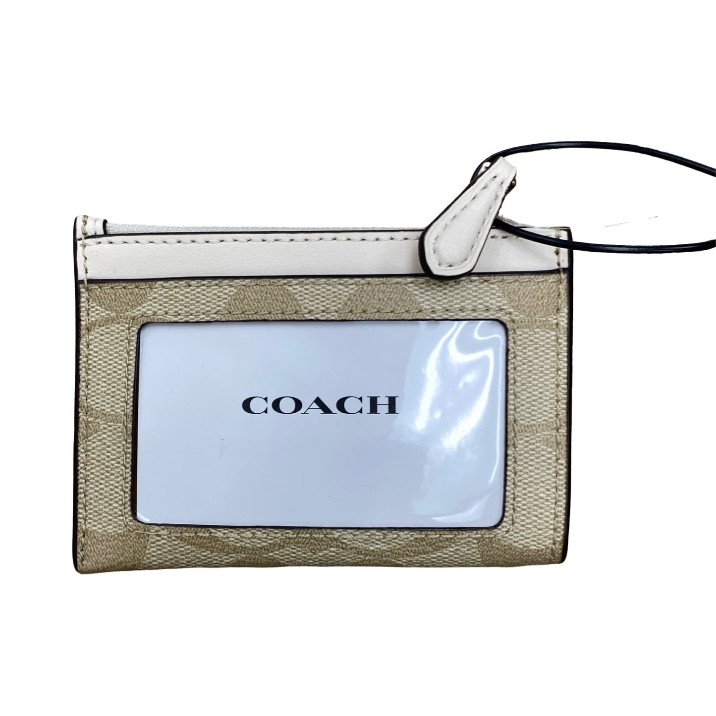 Id/Card Holder Designer By Coach In Brown & Cream