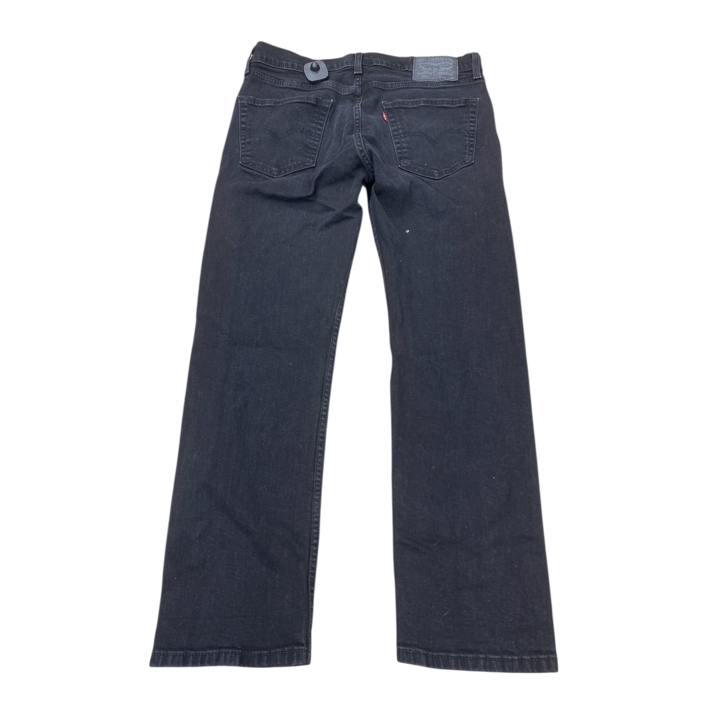 Jeans Straight By Levis In Black Denim, Size:18