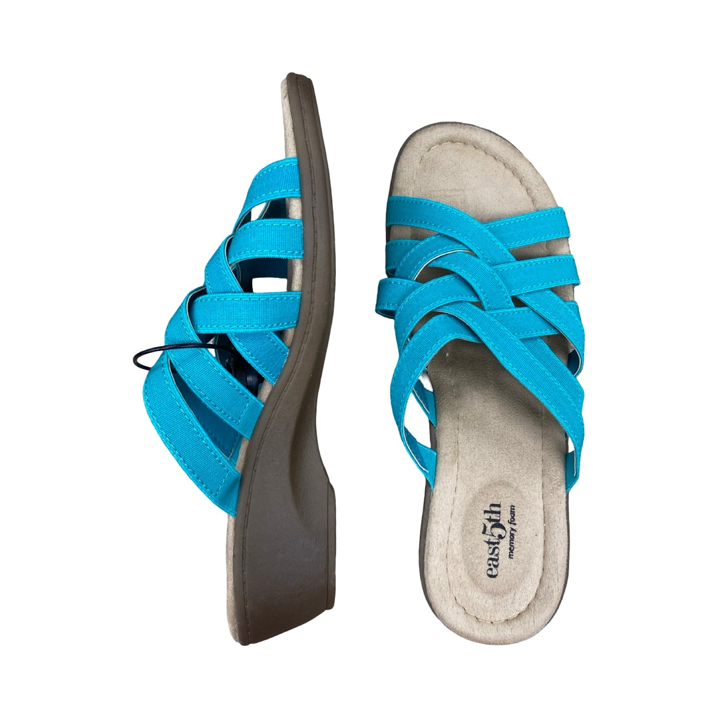 Sandals Heels Wedge By East 5Th In Blue & Brown, Size:7.5