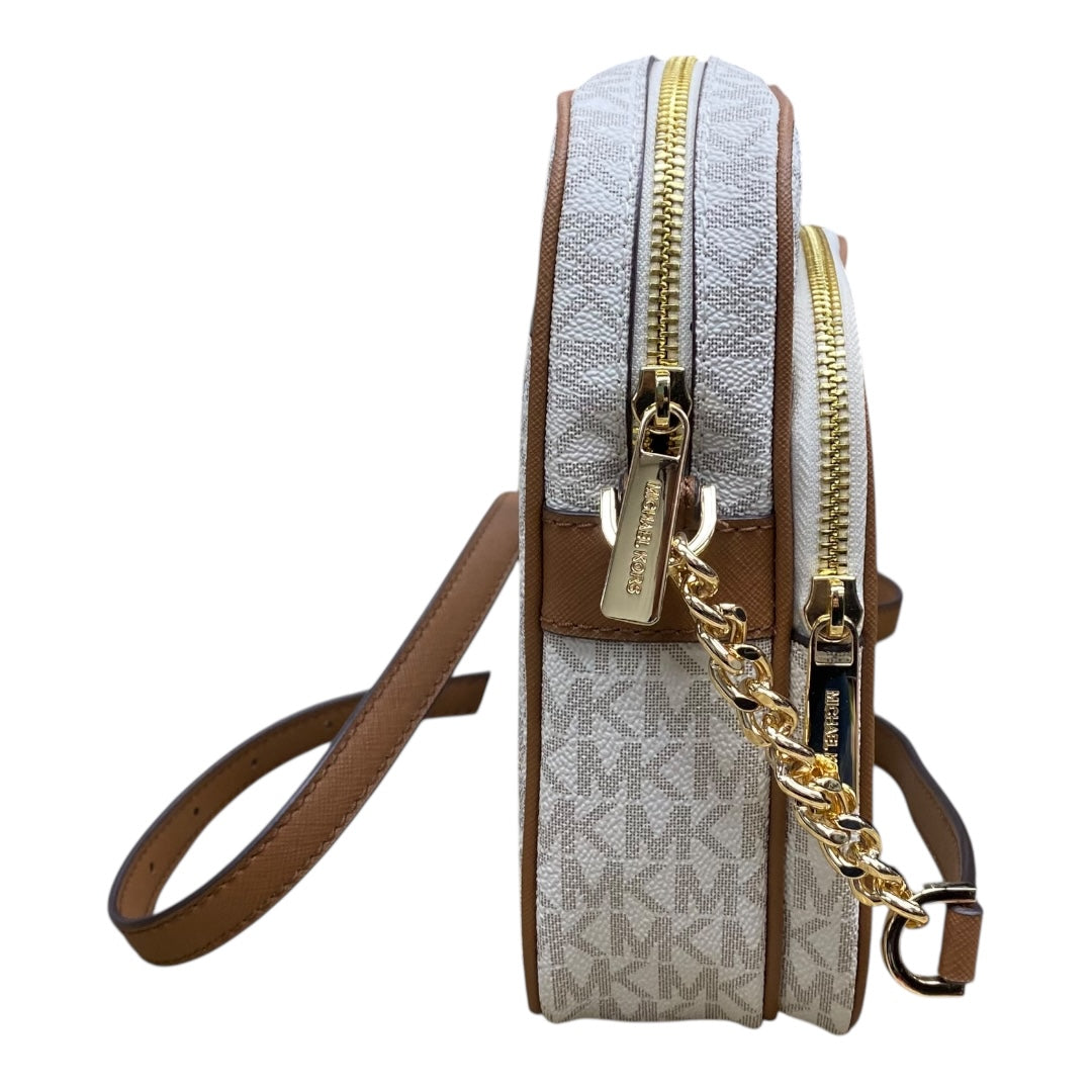 Handbag Designer By Michael Kors In Brown & Cream, Size:Small