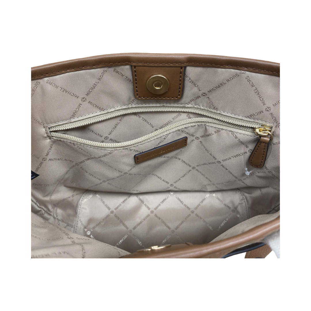 Handbag Designer By Michael Kors In Brown & Cream, Size:Medium