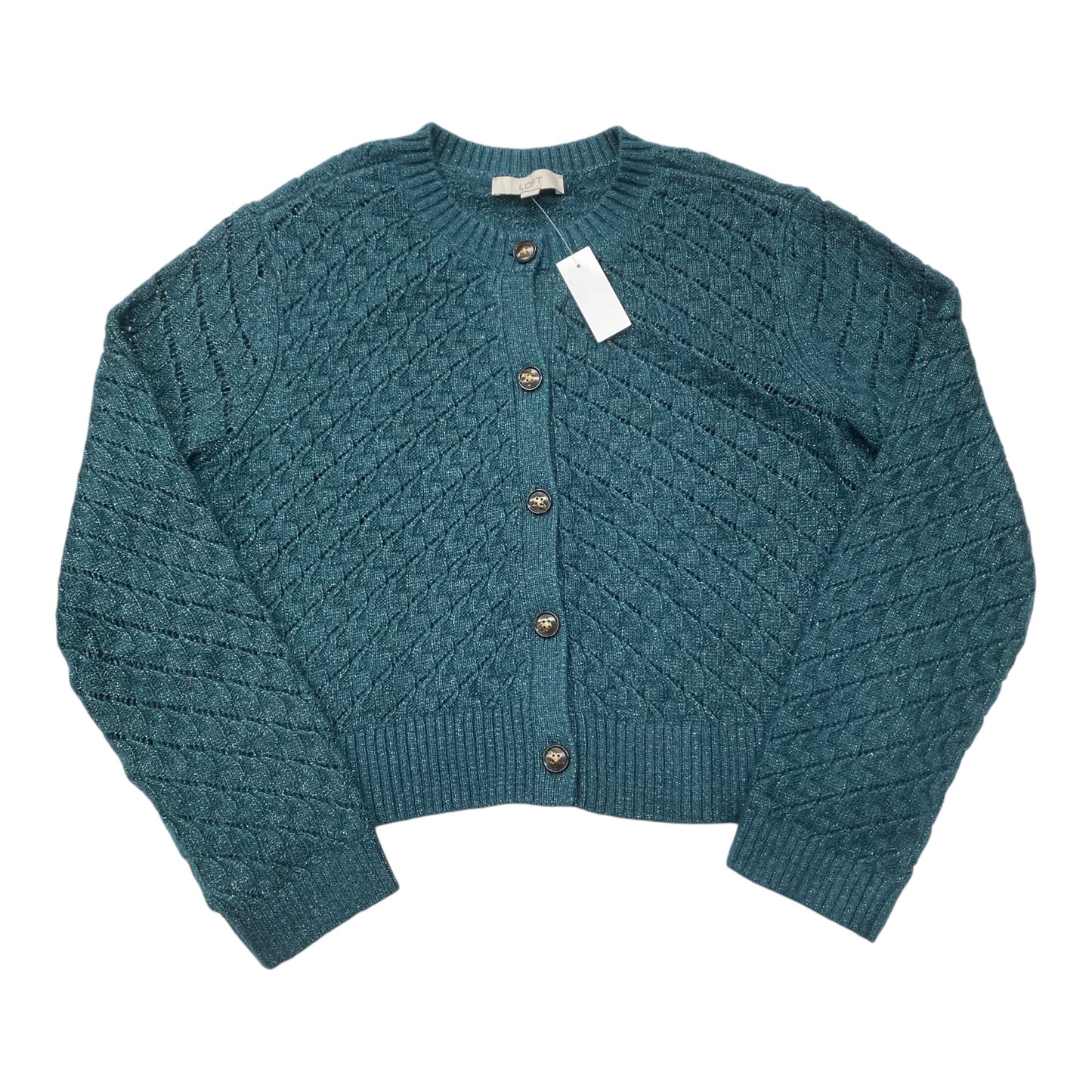 Sweater Cardigan By Loft In Green, Size:L