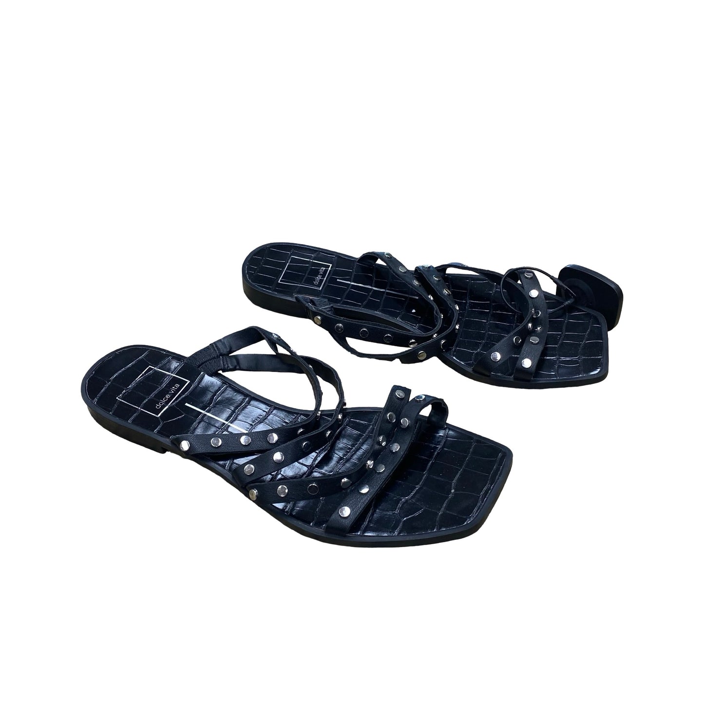 Sandals Flats By Dolce Vita In Black & Silver, Size:8.5