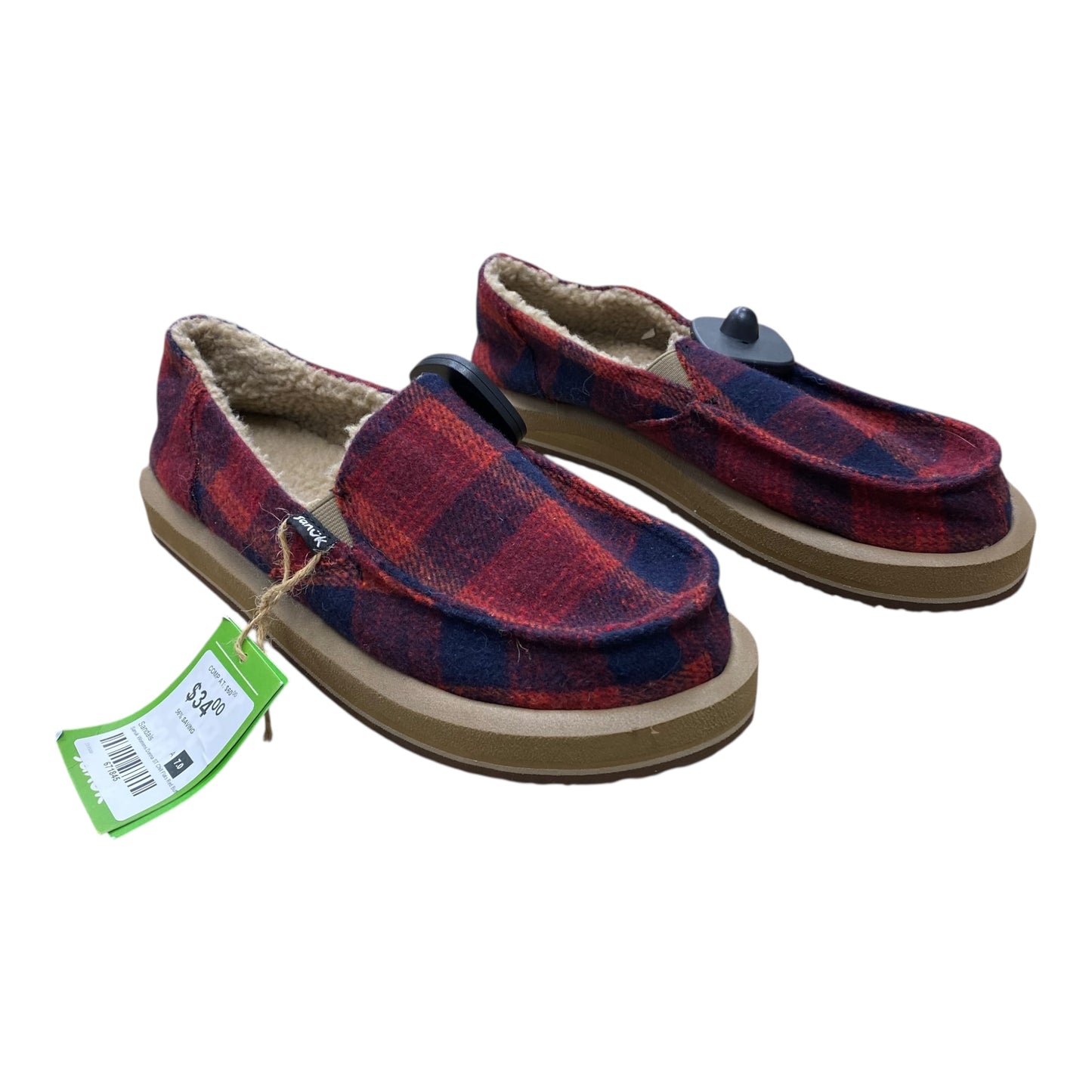 Slippers By Sanuk In Plaid Pattern, Size:7