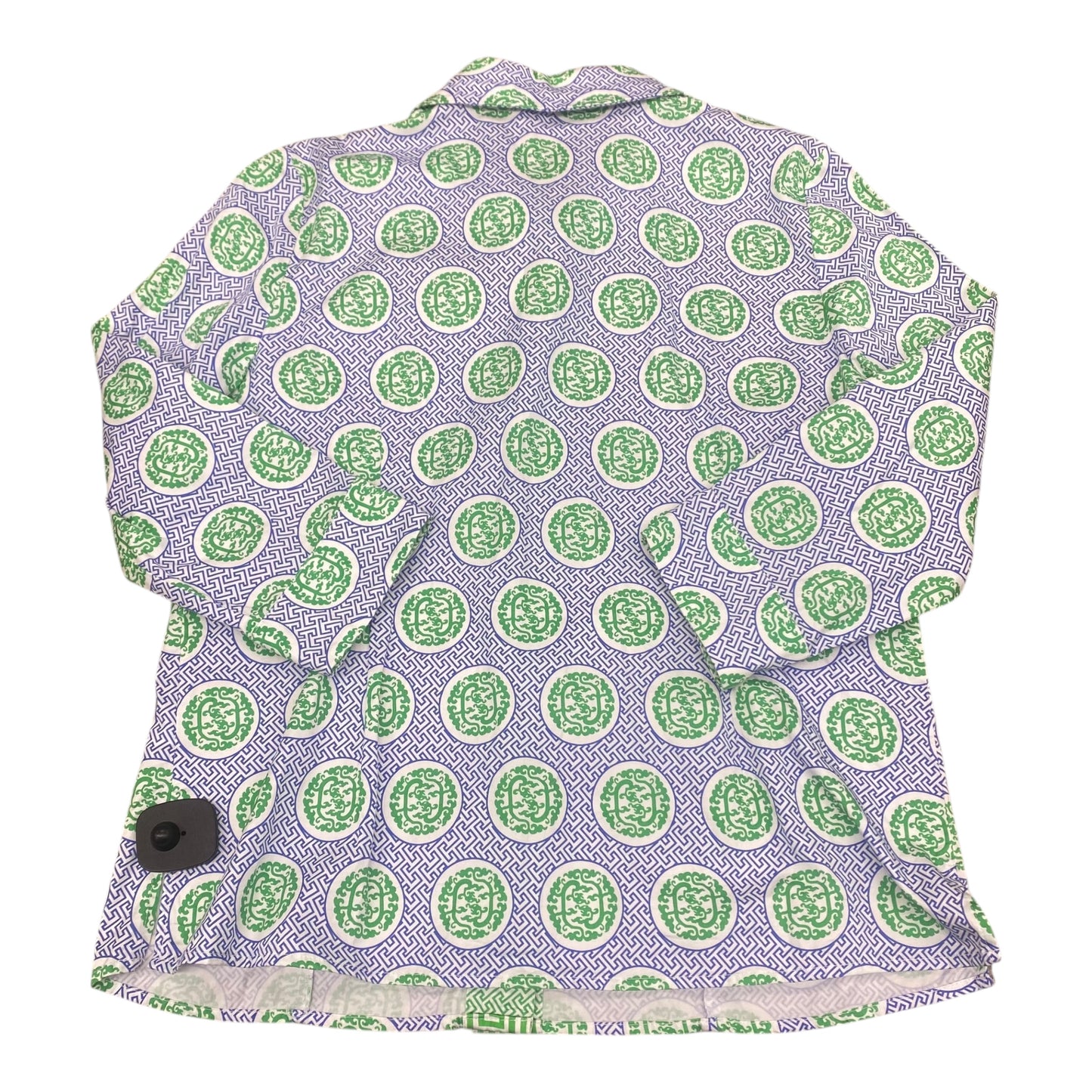 Top 3/4 Sleeve Designer By Cma In Blue & Green, Size:L