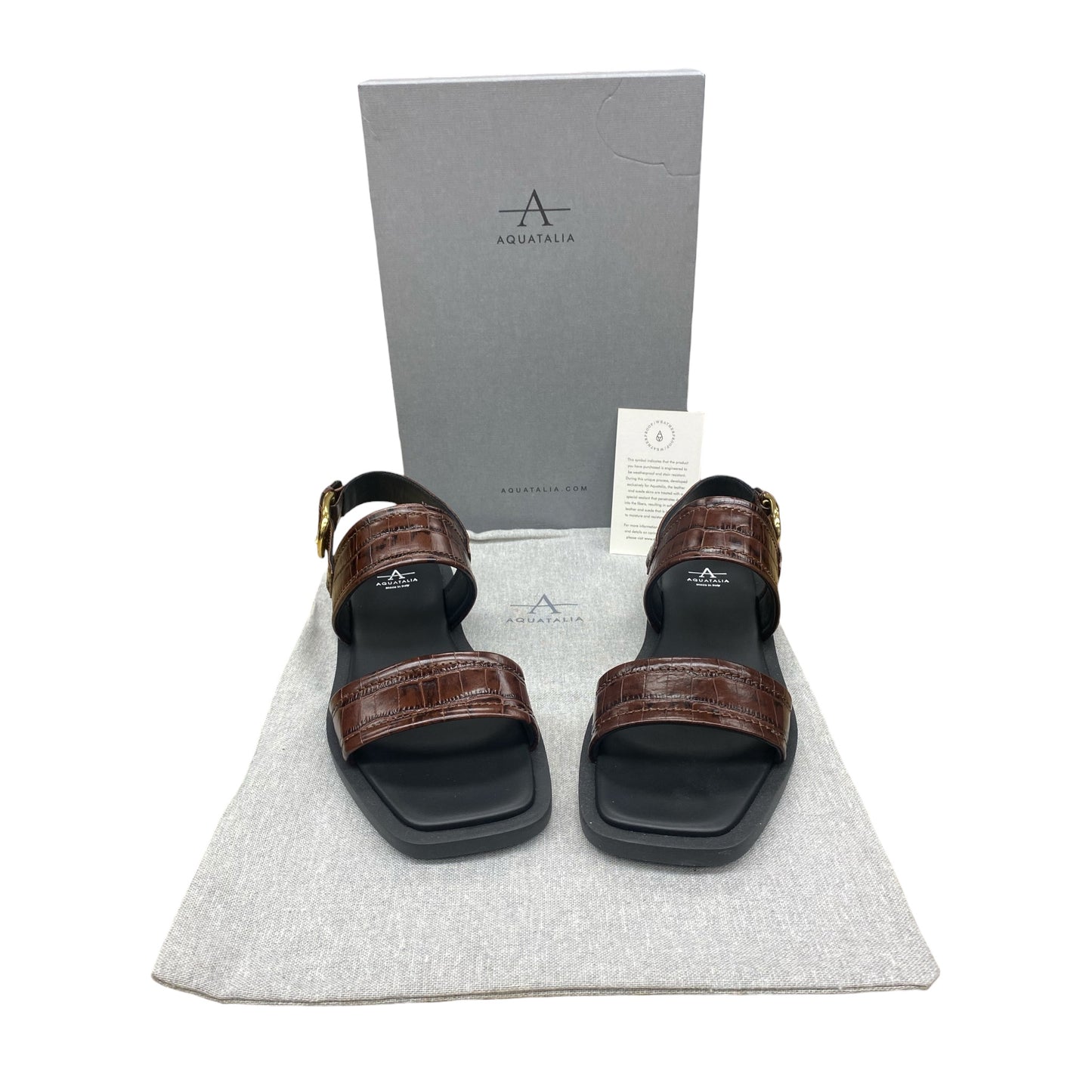 Sandals Flats By Aquatalia In Brown, Size:9