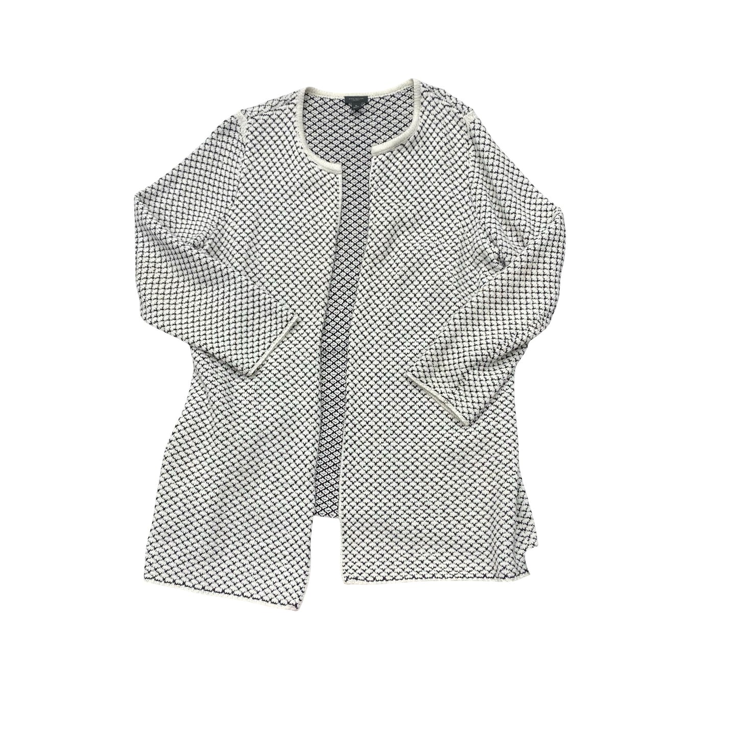 Sweater Cardigan By Ann Taylor In Black & White, Size:Xl
