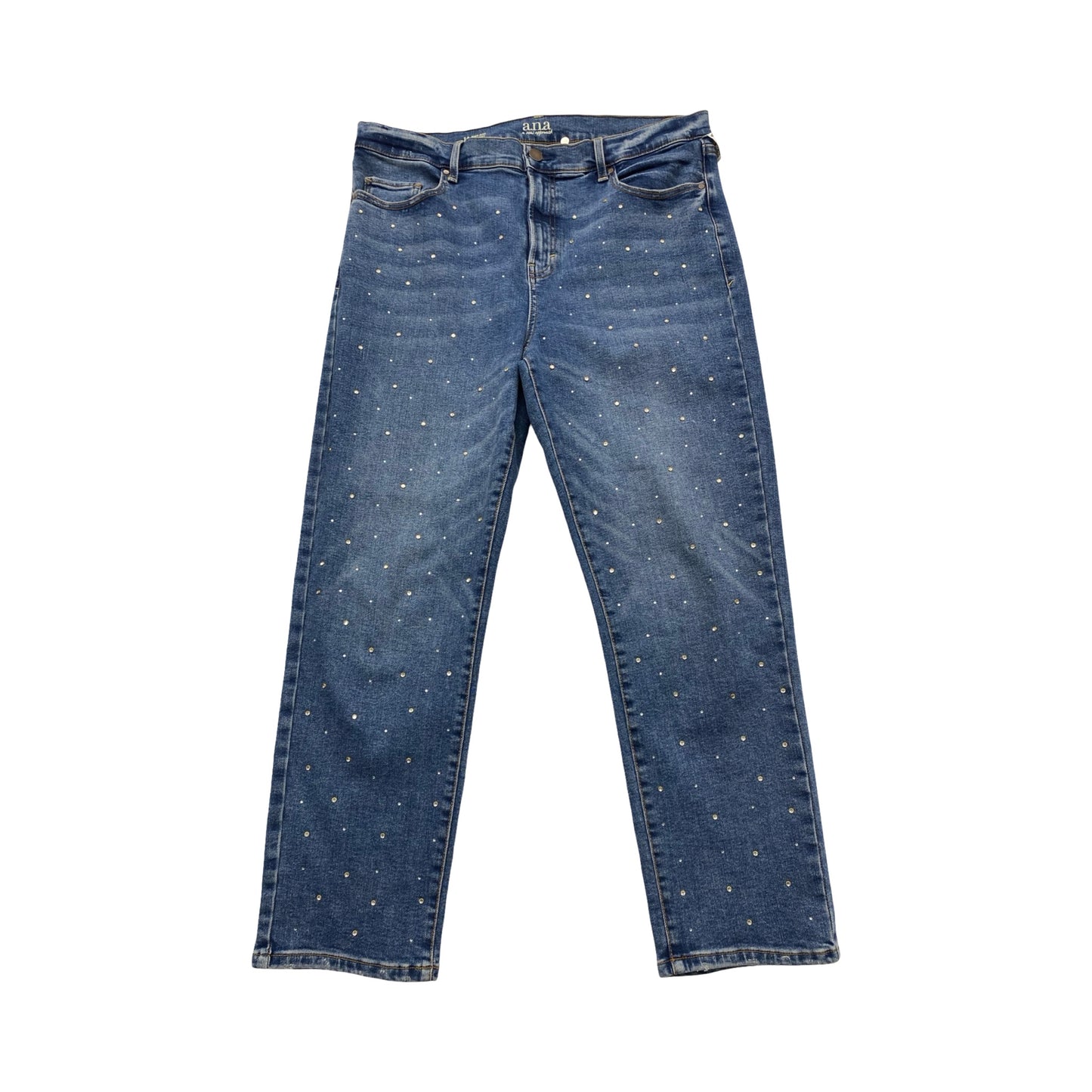 Jeans Straight By Ana In Blue & Silver, Size:14