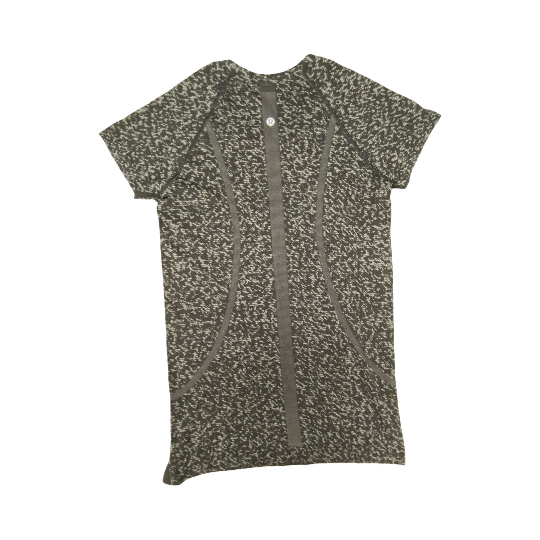 Athletic Top Ss By Lululemon In Black & Grey, Size:6