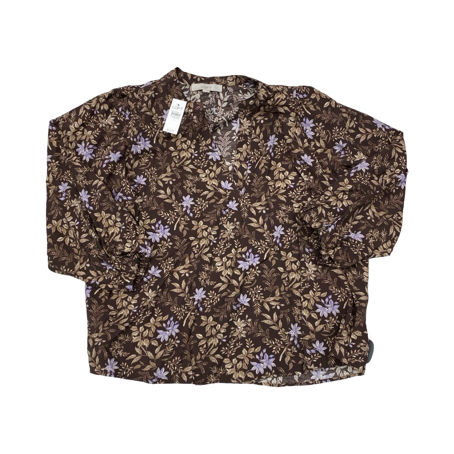 Top Ls By Loft In Brown & Purple, Size:L