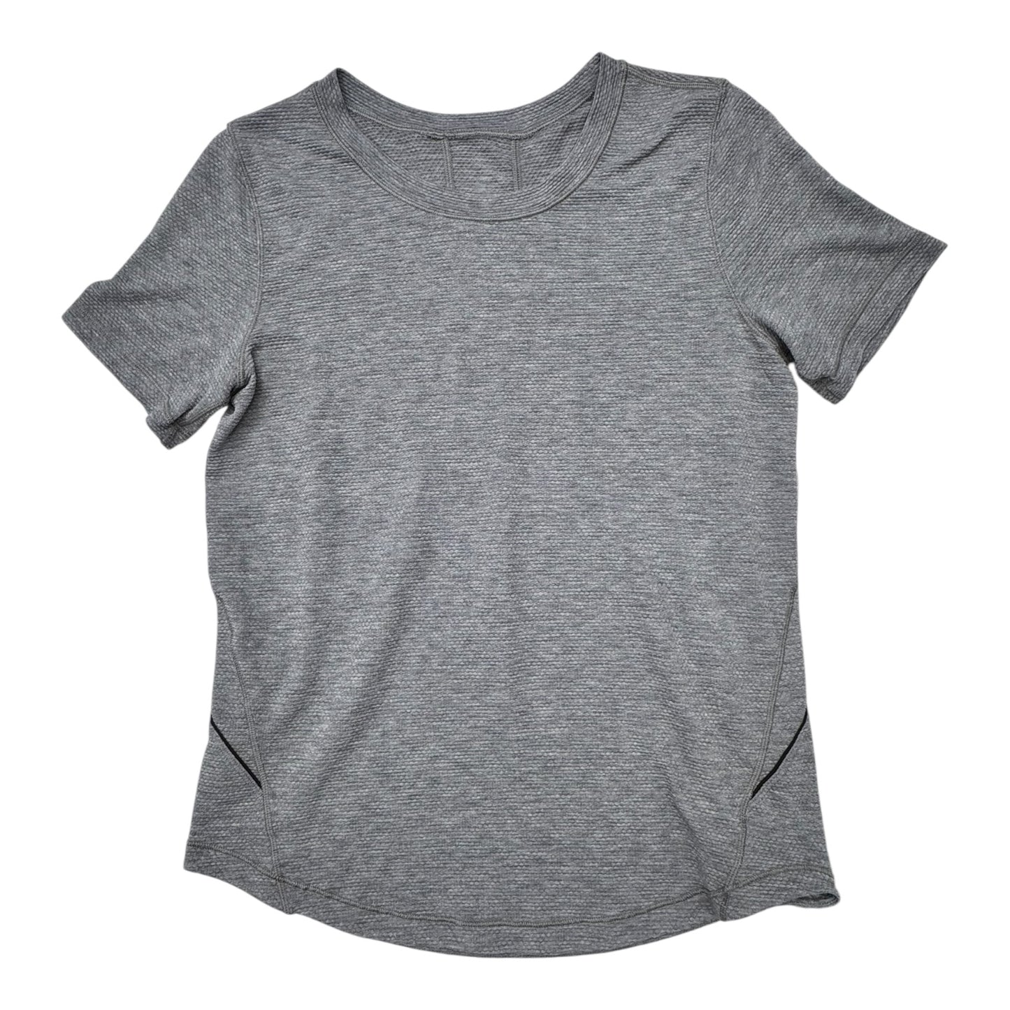 Athletic Top Ss Designer By Lululemon In Grey, Size:4