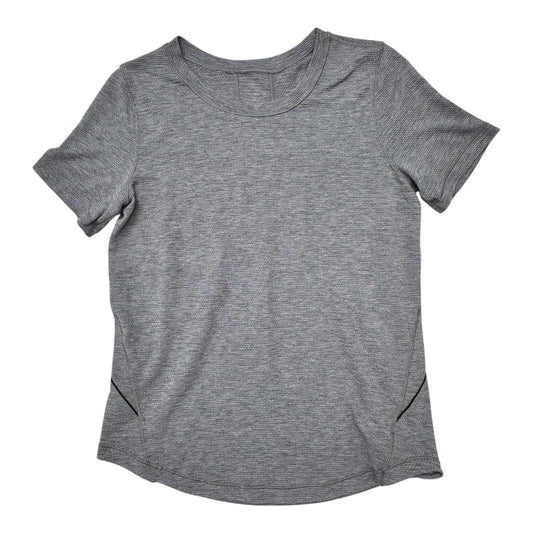 Athletic Top Ss Designer By Lululemon In Grey, Size:4