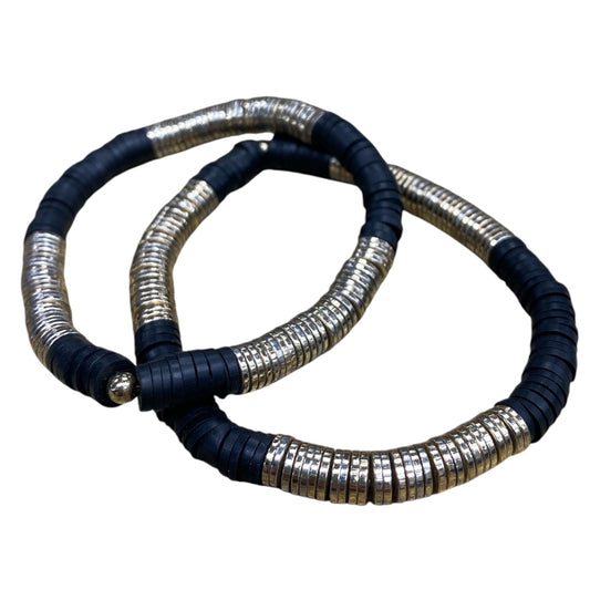 Bracelet Set By Cmc In Black & Silver, Size:02 Piece Set