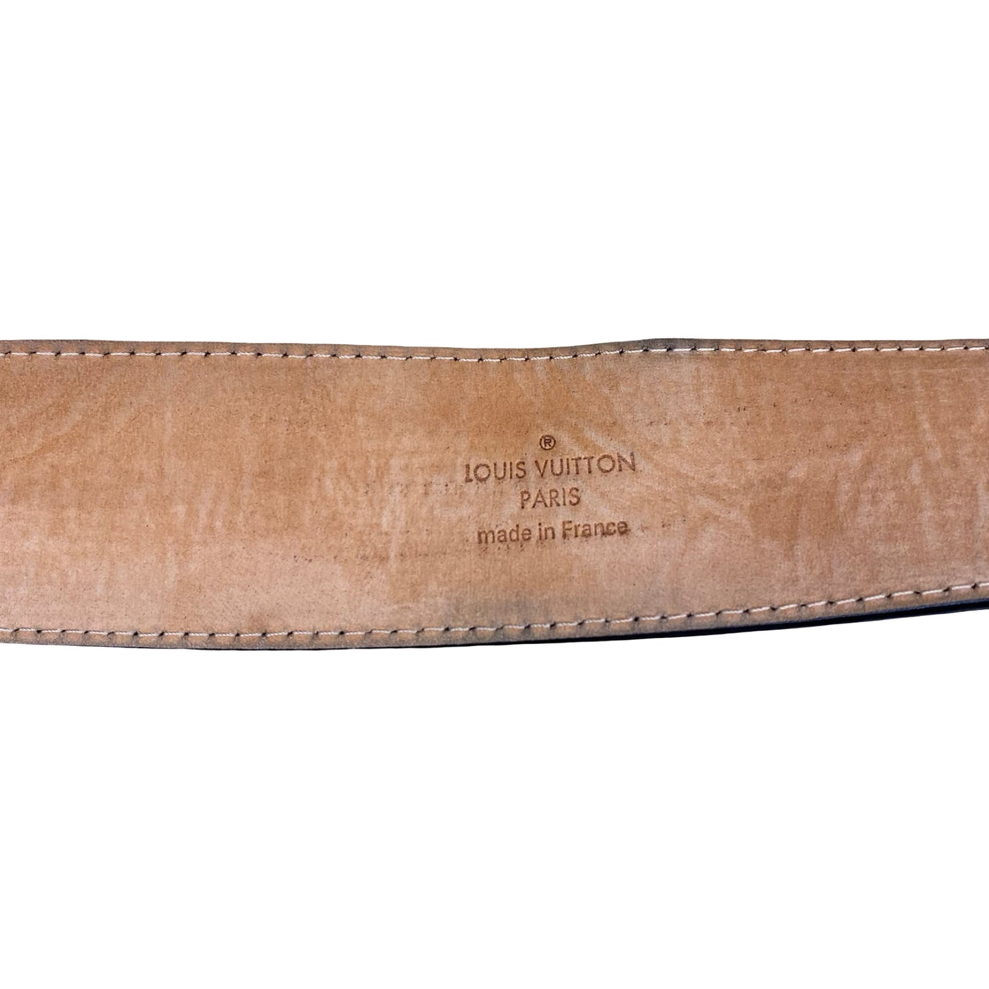 Belt Luxury Designer By Louis Vuitton In Black (LV EPI ELECTRIC 40MM BELT) Size: 95