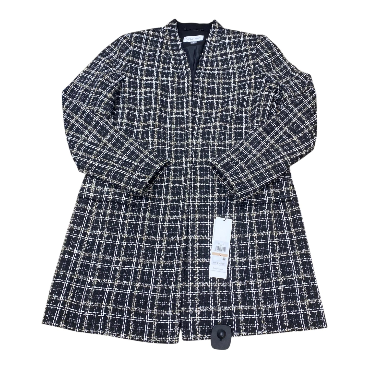 Blazer By Calvin Klein In Plaid Pattern, Size:12