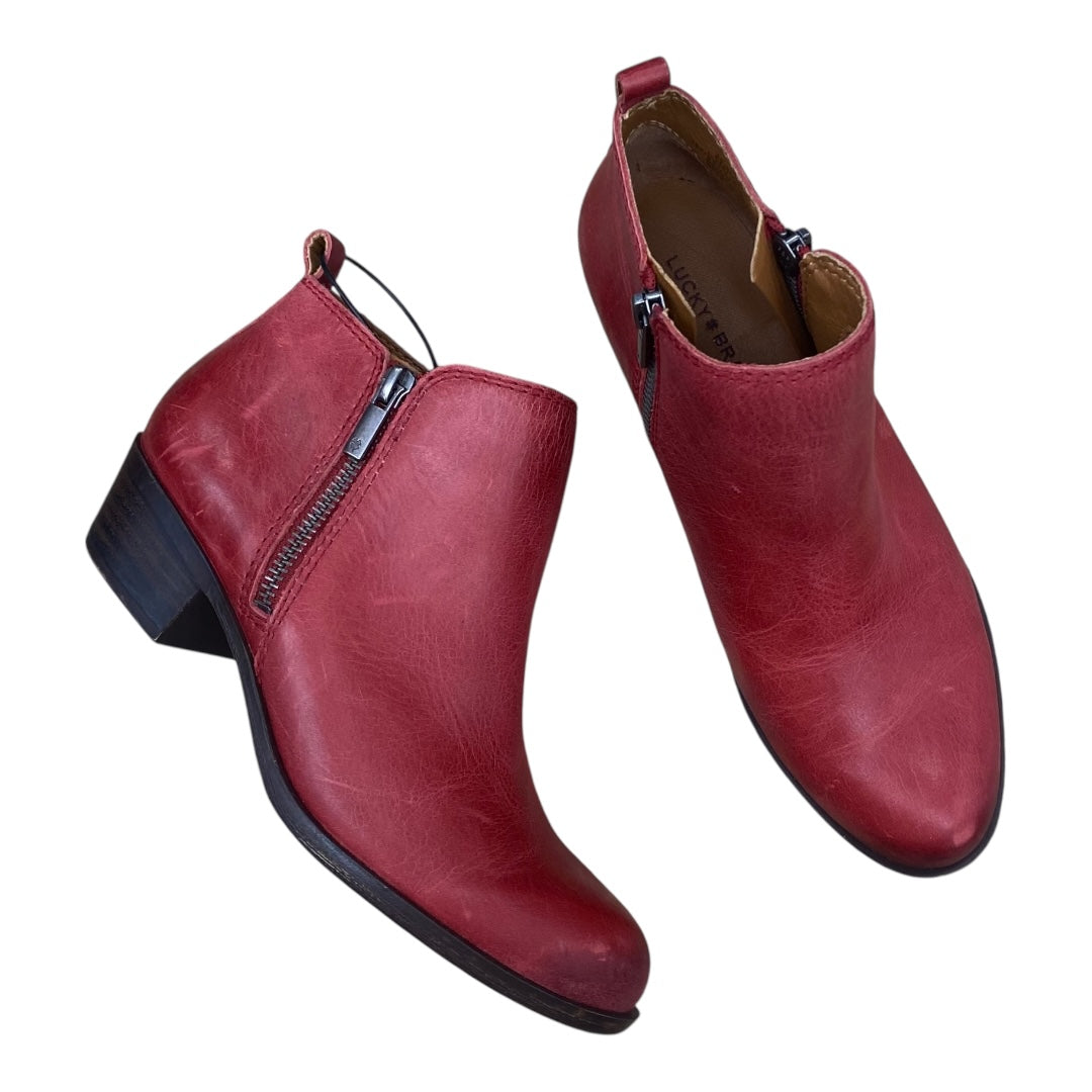 Boots Ankle Heels By Lucky Brand In Red, Size:6