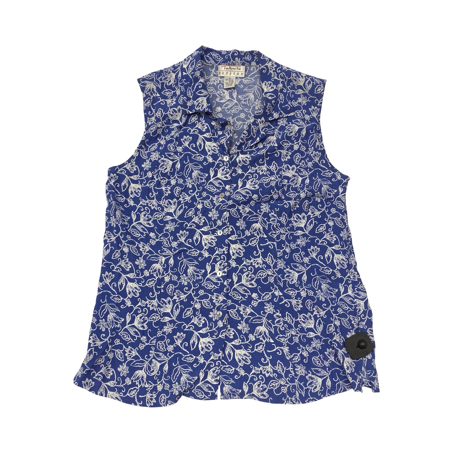 Top Sleeveless By Talbots In Blue & White, Size:14