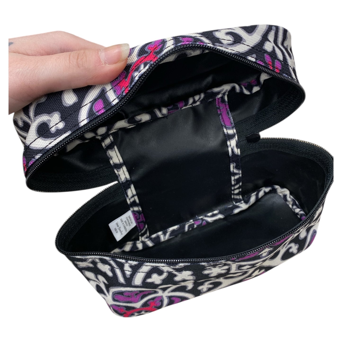 Makeup Bag By Vera Bradley In Purple & White, Size:Large