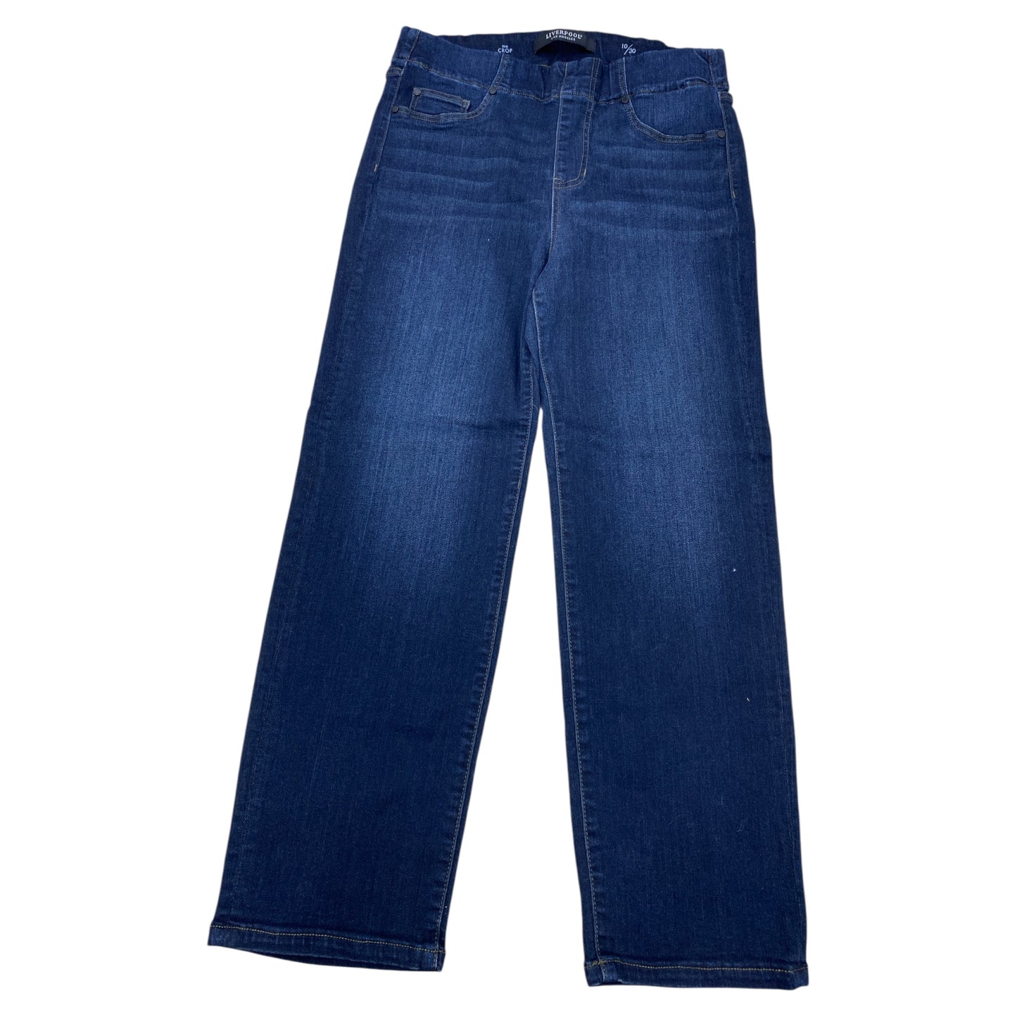 Jeans Cropped By Liverpool In Blue Denim, Size:10