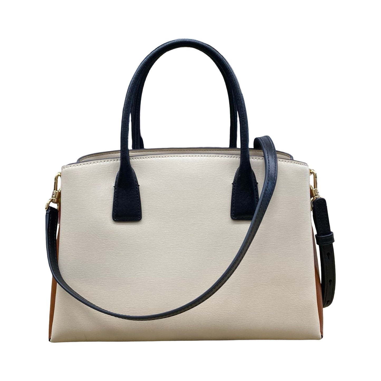 Handbag Designer By Kate Spade In Brown & Cream, Size:Medium (12x8.75x4.5 in)