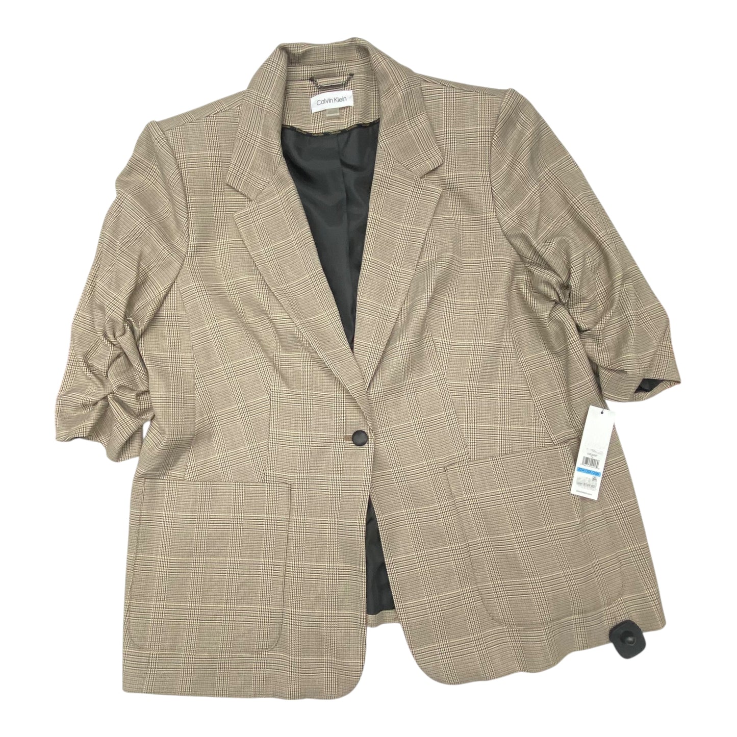Blazer By Calvin Klein In Plaid Pattern, Size:20