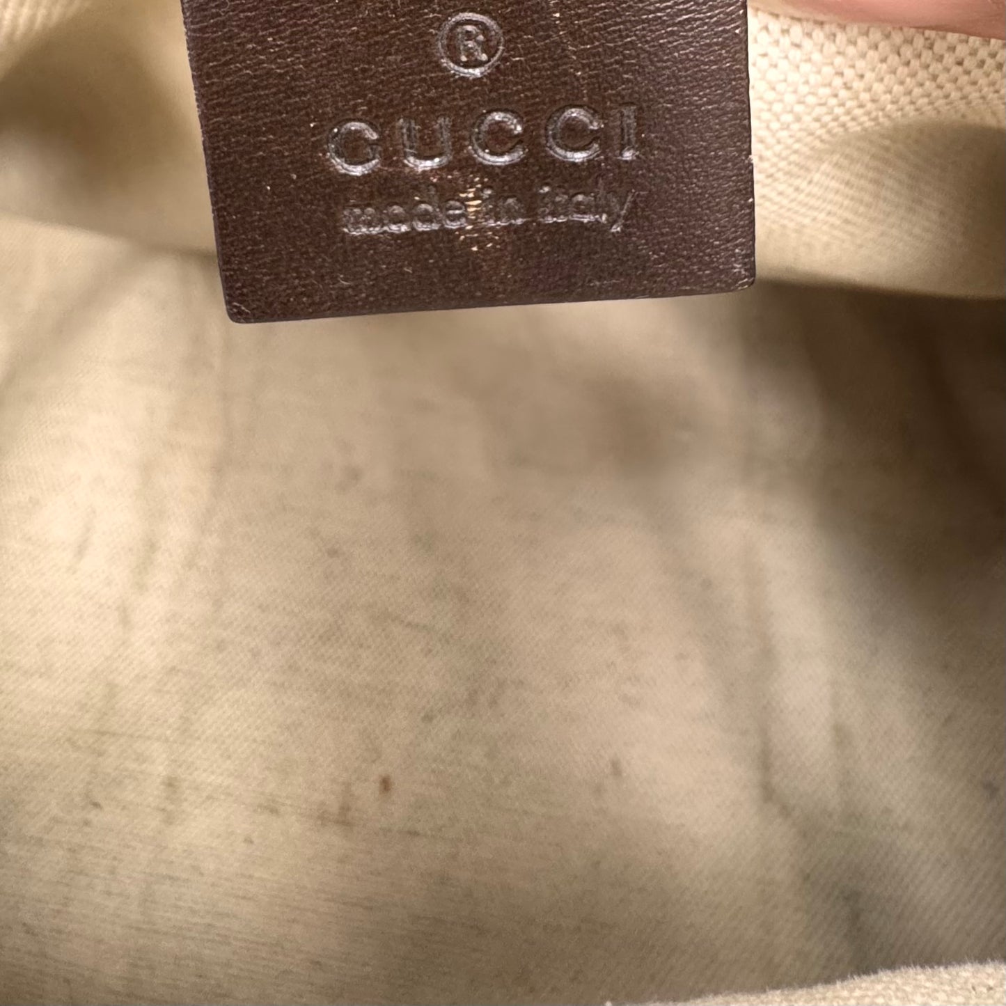 Boston Handbag Luxury Designer By Gucci In Brown, Size:Medium (As Is)